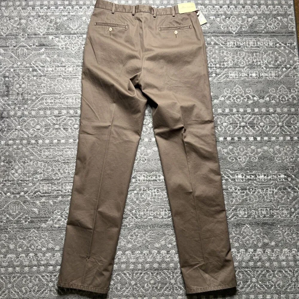 NWT Peter Millar Flat Front Chino Pants Size 35x36 Pima Cotton Espresso Brown